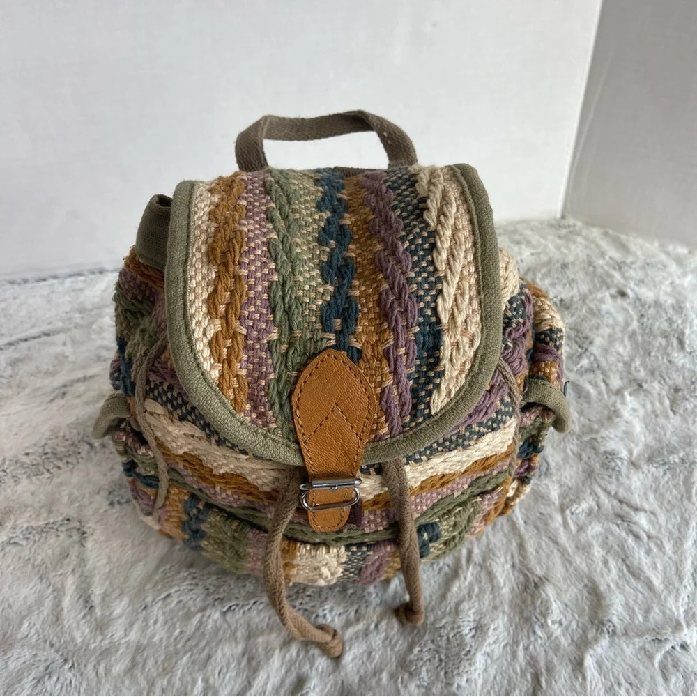 Multicolor Woven  Small Backpack - Picture 9 of 15
